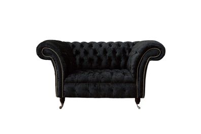 Chesterfield Sessel Design Polster Couch Schwarz Textil Stoff Lounge