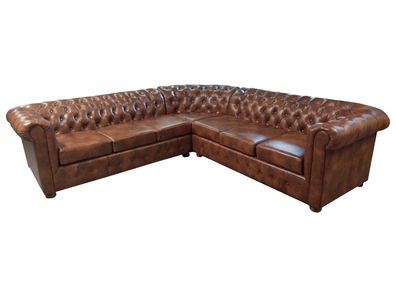 Chesterfield Ecksofa L-Form Leder Wohnzimmer Couchen Braun Sofas Eckgarnitur