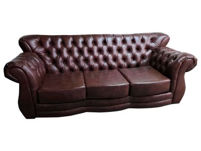 Chesterfield Sofa 3 Sitzer Ledersofa Luxus Sofas Couch Braun Couchen