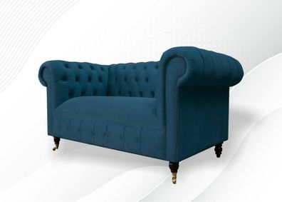 Sofa 2 Sitzer Sitz Klassische Chesterfield Blau Sofas Couchen Polster Zweisitzer