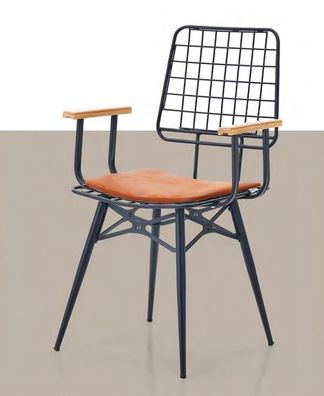 Terrassenstuhl Metallstuhl Mit Kissen Stuhl Essstuhl Mit Armlehnen Orange