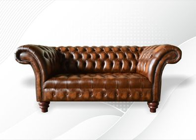 Design Chesterfield Sofa 2 Sitzer Braun Couch Polster Sofas Wohnzimmer Sofa Neu