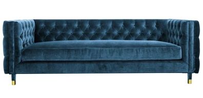 Luxus Blaue Chesterfield Samt Dreisitzer Polster Möbel Hotel Wohnzimmer Praxis