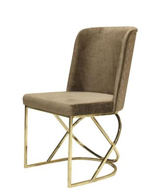 Designer Esszimmerstuhl Küchenstuhl Polsterstuhl Gold Edelstahl Luxus