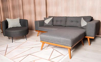 Graue Wohnzimmer Ecksofa Edle Couch Sitzgruppe Luxus Möbel Modern Sofas
