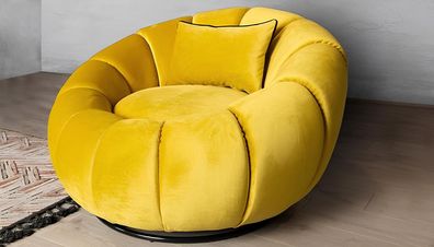 Gelber Polster Club Sessel Einsitzer Designer Moderne Einrichtungsmöbel