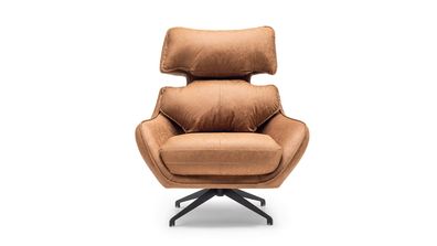 Drehsessel Sessel Ohrensessel Stoffsessel Braun Polster Wohnzimmer