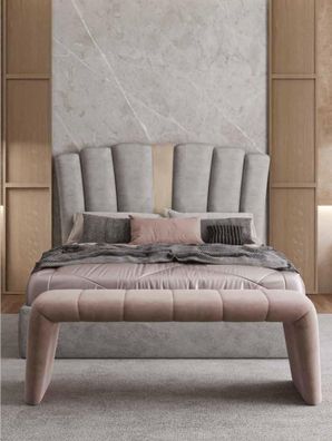 Bettrahmen Design Polster Bett Designer Möbel Grau Neu Betten Schlafzimmer Luxus