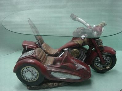 Glastisch Tische Tisch Statue Figur Tisch Beistell Sofa Wohnzimmer Motorrad Neu