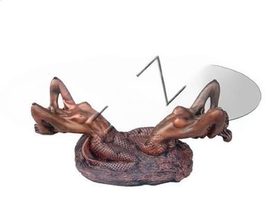 Glastisch Tische Tisch Statue Figur Tisch Beistell Sofa Wohnzimmer Meerjungfrau