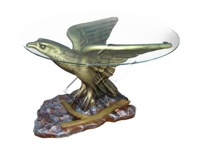 Glastisch Tische Tisch Statue Figur Tisch Beistell Sofa Wohnzimmer Adler Neu