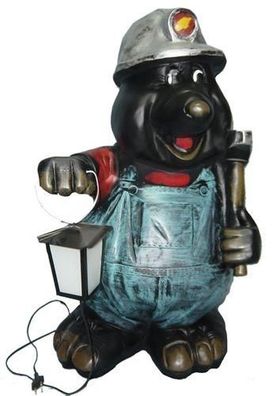 Design Maulwurf mit Lampe Figur Garten Statue Skulptur Figuren Skulpturen C220