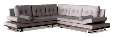 Modernes weißes Stoff-Ecksofa mit Holzrahmen