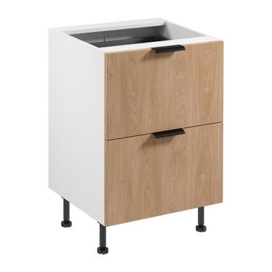 Unterschrank Küchenschrank Schubladenschrank Besteckeinsatz Weiß Beige