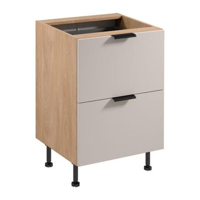 Küchenschrank Stauraumschrank Schrank Schubladen Besteckkasten Beige-Weiß