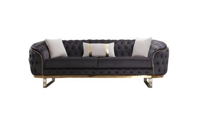 Designer Sofa 3 Sitzer textil Couch Polster Sofas Design Braun Chesterfield
