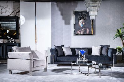 Wohnzimmer Sofagarnitur 3 + 1 Spiegel Couchtisch Sitzer Garnitur Design