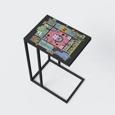 Minecraft - Beistelltisch in C-Form, Nachttisch, Säulentisch, Gaming Möbel