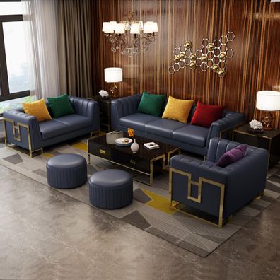Ledersofa Sofagarnitur 3 + 2 Sitzer Set Garnitur Polstersofa Couch Sofa Couch Neu