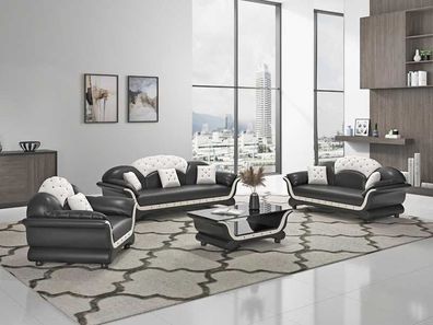 Sofagarnitur Couchgarnitur Ledersofa Sofa Komplette 3tlg Sofas Schwarz