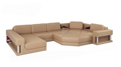 Wohnlandschaft Design Modern Sofa Ecksofa Sofa U-Form Ledersofa Couch Textil Neu