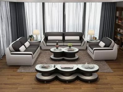 Designer Sofa Ledersofa Sofagarnitur 321 Sitzer Modernes Sofa Wohnlandschaft