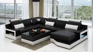 Ledersofa Ecksofa UForm Wohnlandschaft Designer Sofa Modernes Sofas Couchtisch