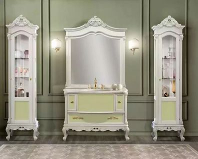 Design Badezimmer Möbel Bad 4tlg. Set Garnitur Vitrine Waschbecken Tische