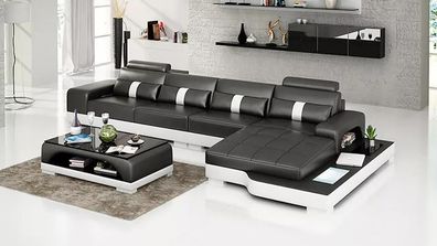 Design Wohnzimmer Eckcouch Ledercouch Sofa Polster Couchen Sofas Ledergarnitur