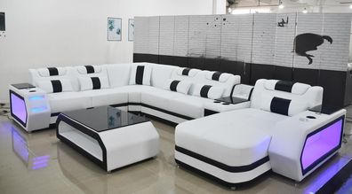 Ecksofa Polster Sitzgarnituren Eckcouch Sofa Couchen Wohnlandschaft + Couchtisch