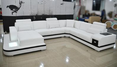 Design Ledersofa Sofa Modernes Polster Leder Ecksofa Couch Textil Wohnlandschaft