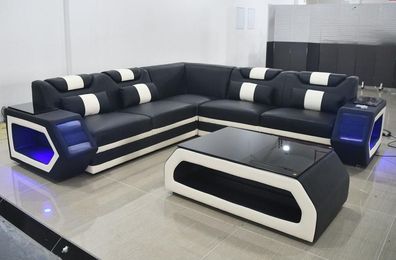 moderne eckgarnitur couch sitzpolster ecksofa polster LED design sofa eckgruppe