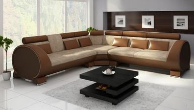 Ecksofa VIGO Sofa + USB Eckgarnitur Ledersofa Leder Textil Stoff LT01 Eckcouch