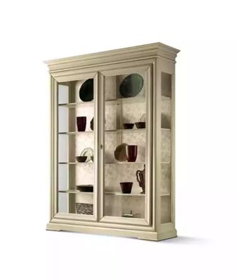 Luxus Vitrine Holz Designer Schrank Vitrinen Wohnzimmer Schränke Neu