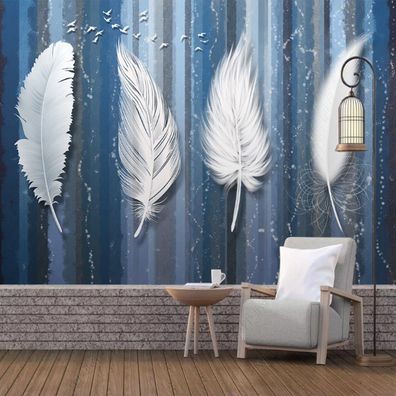 Elegante leichte Federn Tapete - Schlichtes Nordic Design für Wohnzimmer 10283