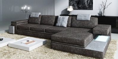 Design Ledersofa Sofa mit USB Polster Wohnlandschaft Eck Garnitur Textil Tachau