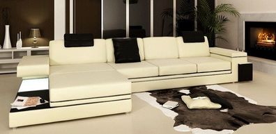 Wohnzimmer Sofa Ledersofa Polstercouch Sitzgarnitur Moderne Beleuchtet LED + USB