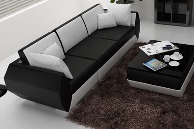 Ledersofa Couch Sofagarnitur 3 + 3 Sitzer Garnitur Design Modern Sofa Set USB Neu