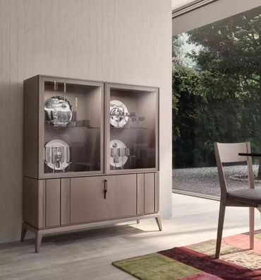 Vitrine Glasvitrine Schrank braun neu wohnzimmer Modern