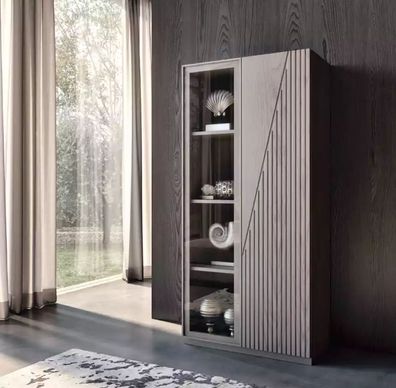 Hochschrank Vitrine Glasvitrine Schrank braun neu wohnzimmer