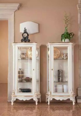 Holzvitrine Hochwertige Vitrine Klassisches Möbel Design Weiß Vitrinen