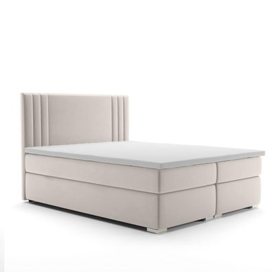 Boxspring Bett Hotel Doppel Bett Luxus Betten Polster Funktion Bettkasten Beige