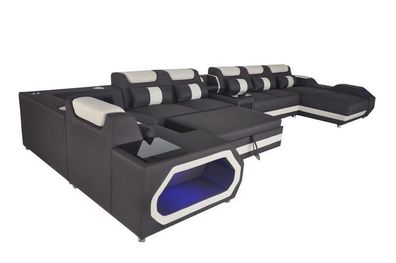 Luxus Sofa Eckcouch Moderne Wohnlandschaft Sofas Couch Eckgarnitur + Licht + USB