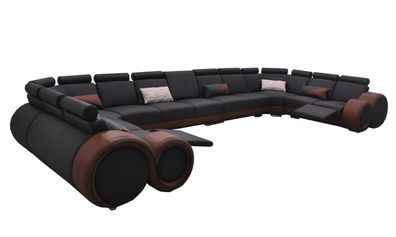 XXL Couch Big Ecksofa Leder Eckgarnitur Ecke Landschaft Polster Wohn U Form + USB