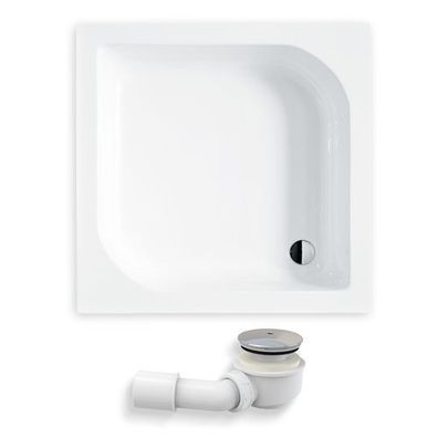 Duschwanne Quadratisch Acryl ARES 70x70 Weiß | Ablaufgarnitur & Füße im SET!