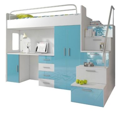 Doppelstockbett Etagenbett Bett Kinderbett Jugendbett Hochbett Blau Kinderzimmer