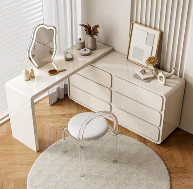 Weißer Schminktisch Moderner Frisiertisch Eck-Schminktisch Schubladen