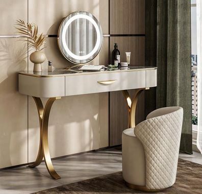 Beiger Schminktisch Designer Frisiertisch Frisierkommode Mit Schubladen