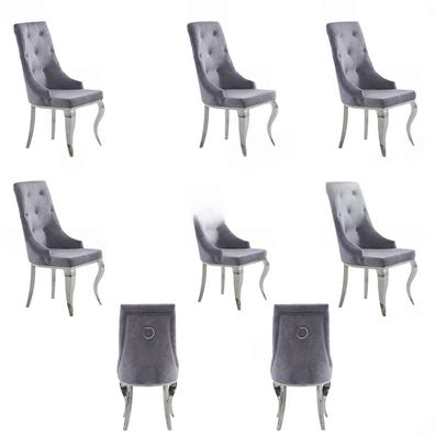 6x Stuhl Chesterfield Designer Polster Stühle Sitz Textil Garnitur Neu