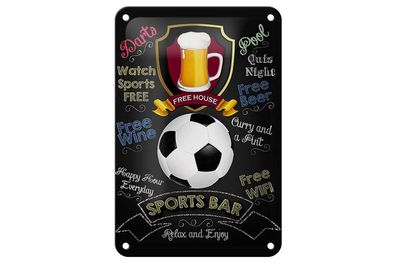 Blechschild Sports Bar Dart Fussball, 3 vers Größen, Spruch Hobby Sport